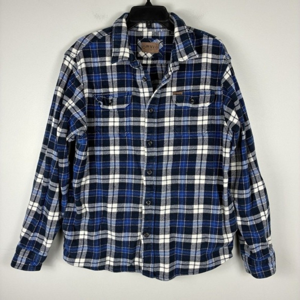 ORVIS Men's Plaid Button Shirt Sz XL Heavy Weight Flannel Winter